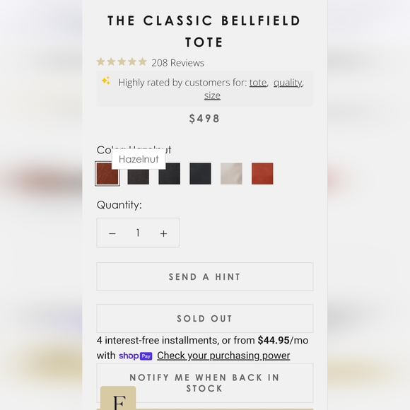 Fount Classic Bellfield Tote Hazelnut - Picture 2 of 12